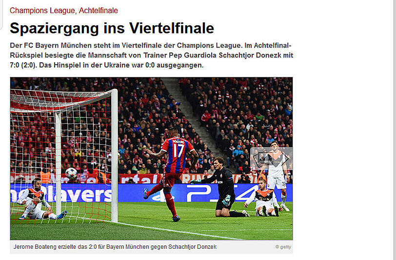Laut Spox.com machten die Bayern gegen Donzek einen "Spaziergang ins Viertelfinale".
