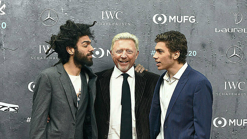 Boris Becker mit seinen Söhnen Noah (l.) und Elias.