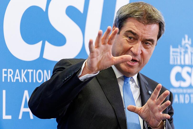 Ministerpräsident Markus Söder (CSU) gestern während einer Pressekonferenz in Bad Staffelstein