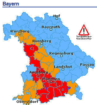Das ist die Unwetterprognose für den Samstag vom Deutschen Wetterdienst.