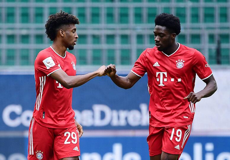 Können gegen Barcelona auflaufen: Kingsley Coman und Alphonso Davies.