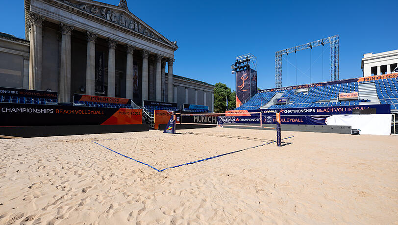 Das Beachvolleyballfeld am Königsplatz.