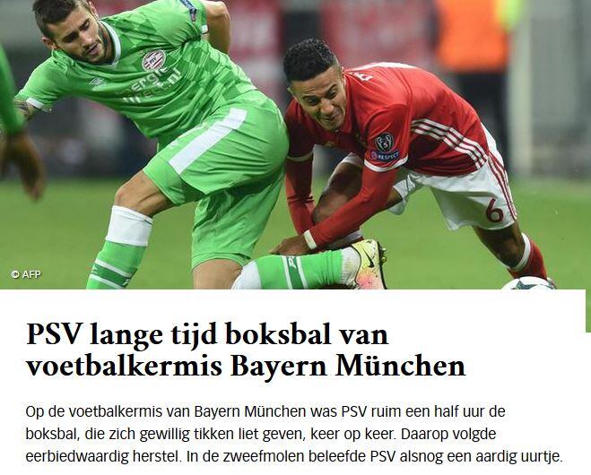 De Volkskrant bezeichnet die Gäste aus Eindhoven als "Boxsack" für Bayern München.