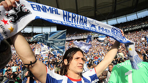 Der Schlussjubel von Hertha-Torjäger Marko Pantelic.