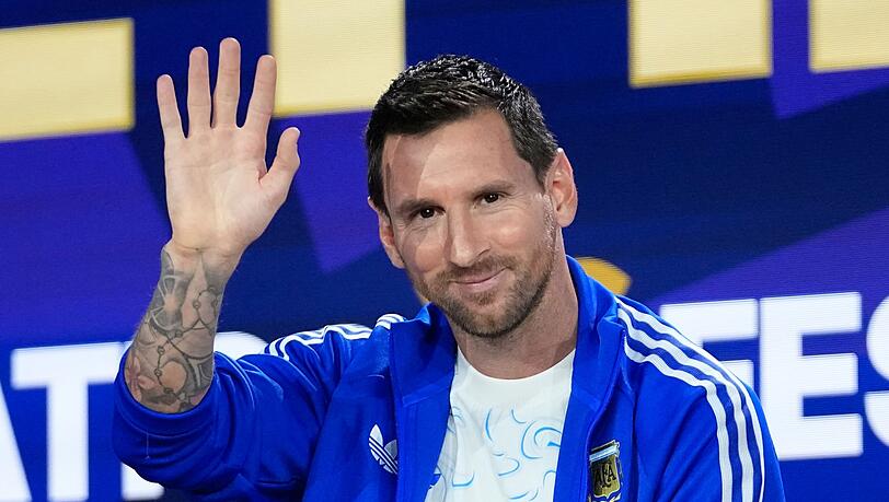 Lionel Messi trat vor dem Finale bei einer Fan-Messe auf. Lionel Messi trat vor dem Finale bei einer Fan-Messe auf.