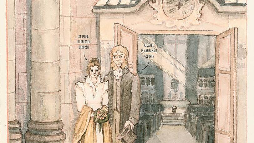 In aller Herrgottsfrühe haben Caspar David Friedrich und Caroline Bommer in der Dresdner Kreuzkirche geheiratet. Er musste schließlich schnell wieder ins Atelier. In aller Herrgottsfrühe haben Caspar David Friedrich und Caroline Bommer in der Dresdner Kreuzkirche geheiratet. Er musste schließlich schnell wieder ins Atelier.
