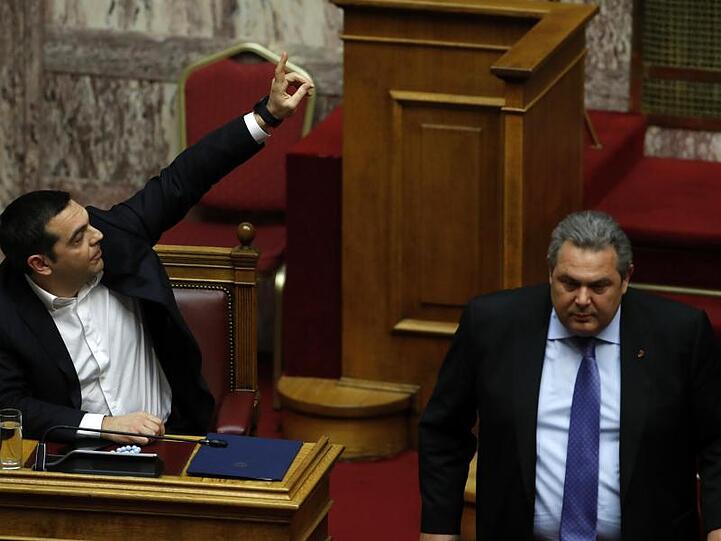 Griechenlands Ministerpräsident Alexis Tsipras im Parlament in Athen. Zwei Tage nach der Unterzeichnung des Nato-Beitrittsprotokolls des künftigen Nordmazedonien hat Griechenland dieses ratifiziert.