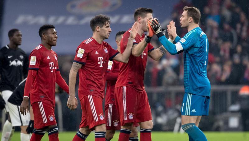 Die Bayern feiern den 1:0-Sieg gegen RB Leipzig. Die Bayern feiern den 1:0-Sieg gegen RB Leipzig.