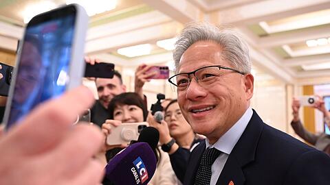 Mit Trump reisten hochrangige US-Wirtschaftsbosse nach Peking - im Bild Nvidia-Chef Jensen Huang.