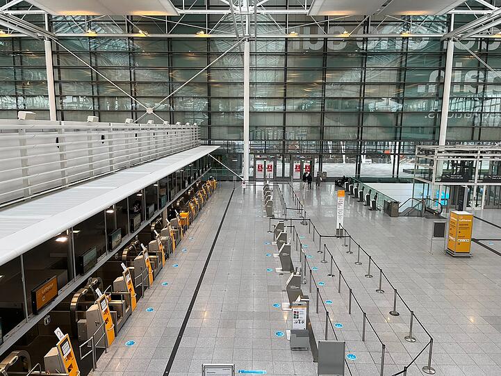 Der Flughafen München ist wie ausgestorben.