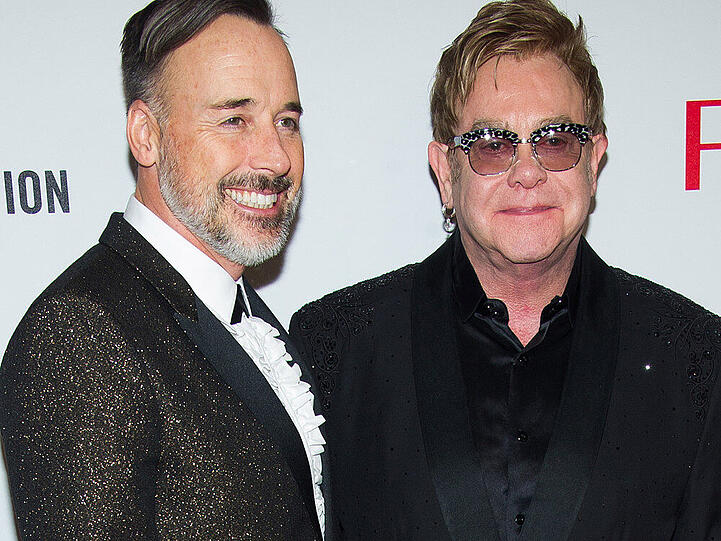 Elton John (re.) und David Furnish im Oktober auf einer Veranstaltung in New York