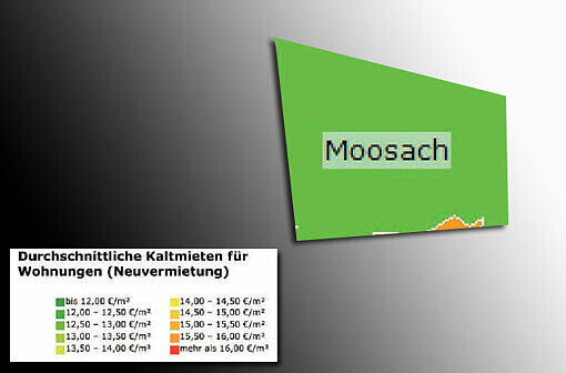 Mietspiegel 2013: Durchschnittliche Kaltmieten für Wohnungen in München (Neuvermietung)