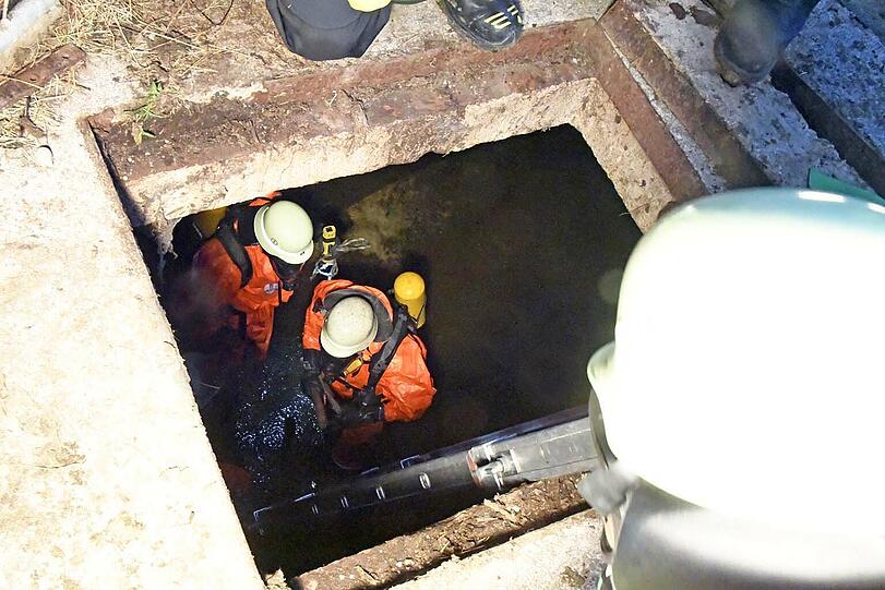 Sechs Stunden lang kämpften zahlreiche Hilfskräfte in Großpienzenau in der Gemeinde Weyarn um die Rettung einer 500 Kilogramm schweren Kuh, die in eine Odelgrube gestürzt war.