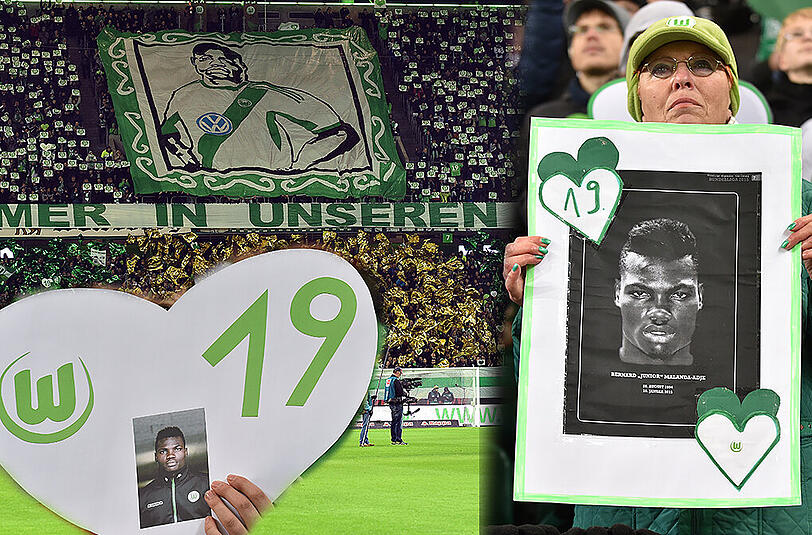 Fans, Spieler und Verantwortliche gedenken vor dem Rückrundenauftakt dem verstorbenen VfL-Profi Junior Malanda. Die Bilder der außergewöhnlichen Aktion hier zum Durchklicken.