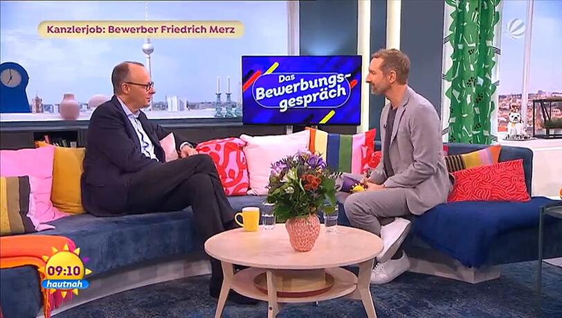 Friedrich Merz stellte sich im "Sat.1-Frühstücksfernsehen" den Fragen von Daniel Boschmann.