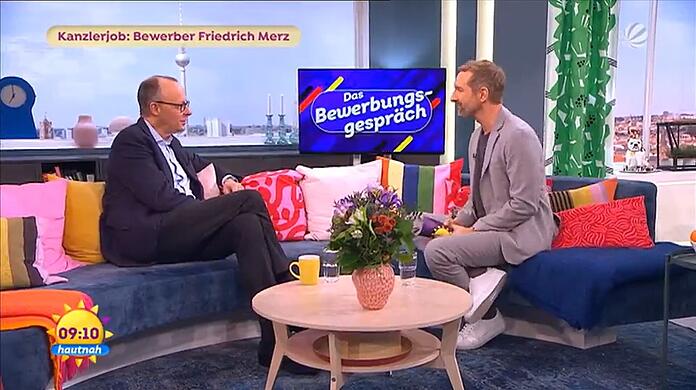 Friedrich Merz stellte sich im "Sat.1-Frühstücksfernsehen" den Fragen von Daniel Boschmann.
