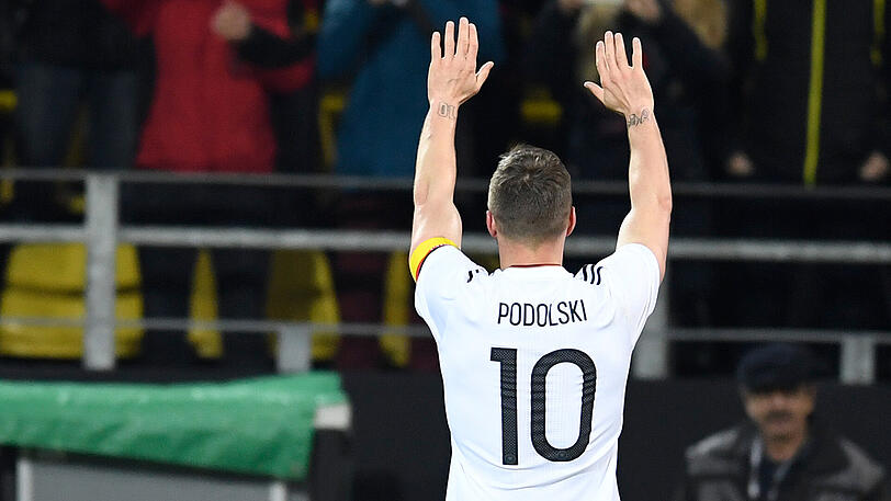 Lukas Podolski bei seiner Verabschiedung aus der Nationalmannschaft.
