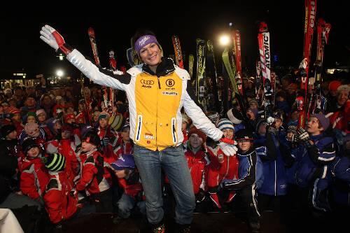 Großer Bahnhof für die Weltmeisterin: Maria Riesch beim Empfang in Garmisch-Partenkirchen.