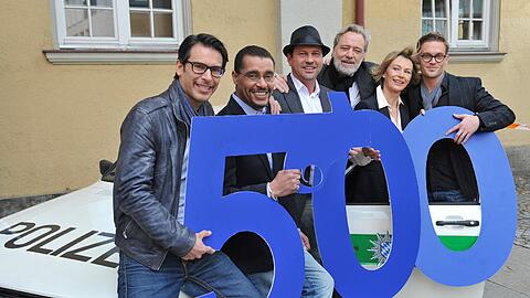 500 Folgen "Soko": Florian Odendahl, Christofer von Beau, Michel Guillaume, Gerd Silberbauer, Ilona Grübel, Joscha Kiefer (v. l.).
