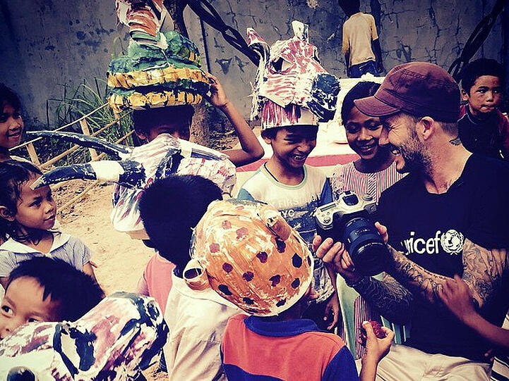 Die Arbeit mit Kindern scheint Ex-Fußballprofi Beckham zu liegen
