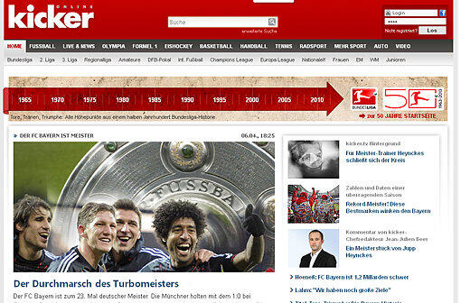 "Der Durchmarsch des Turbomeisters". Der Kicker über den frühesten Meistertitel der Geschichte.