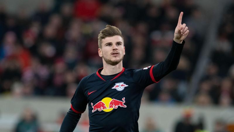 Timo Werner von Leipzig jubelt über seinen Treffer zum 2:0.