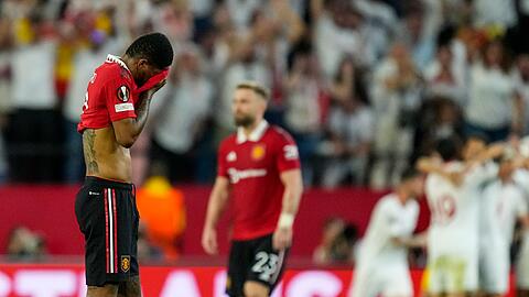 Man United um Marcus Rashford (l) kam in Sevilla unter die Räder.