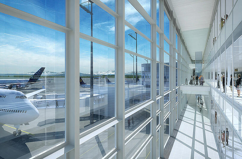 So sieht das Satellitenterminal am Flughafen München aus.