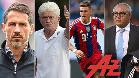Die Bayerische WM-Analyse, unter anderem mit (v.l.n.r.): Thomas Eichin, Werner Lorant, Tobias Schweinsteiger, Felix Magath.