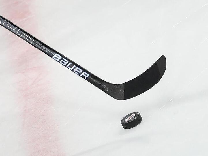 Ein Puck wird gespielt. Foto: Daniel Karmann/dpa/Symbolbild