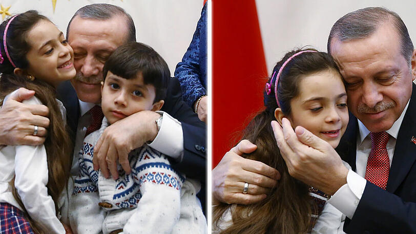 Kuscheln für Aleppo: Der türkische Präsident Erdogang und Bana.