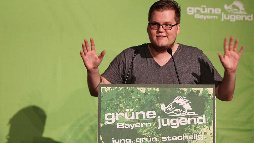Max Hieber bei einer Veranstaltung der Grünen Jugend Bayern.