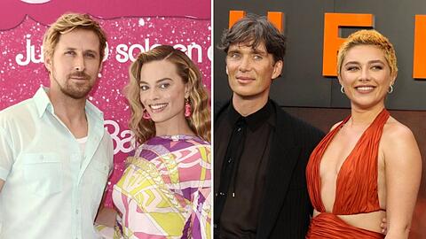 Die "Barbenheimer"-Stars: Ryan Gosling, Margot Robbie, Cillian Murphy und Florence Pugh (v.l.n.r.).