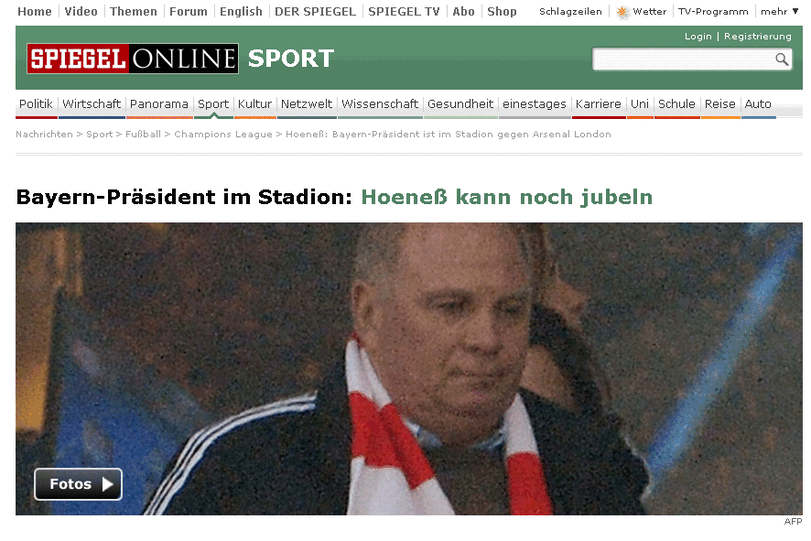 Bei Spiegel-Online steht Uli Hoeneß im Fokus.