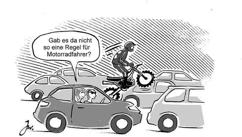 Mit dieser sportlichen Variante fängt sich der Biker garantiert ein Bußgeld ein. Mit dieser sportlichen Variante fängt sich der Biker garantiert ein Bußgeld ein.