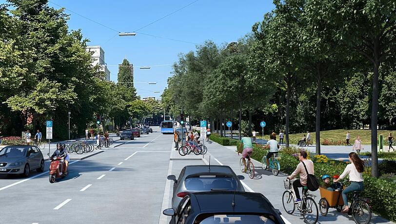 Visualisierung: So soll die Karl-Theodor-Straße in Schwabing einmal aussehen.