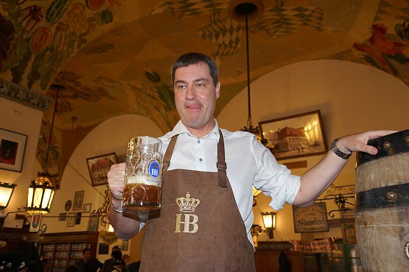 Markus Söder scheinte das Jubiläumsbier auch zu schmecken.