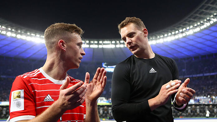 Die Führungsspieler des FC Bayern: Vize-Kapitän Joshua Kimmich und Spielführer Manuel Neuer.