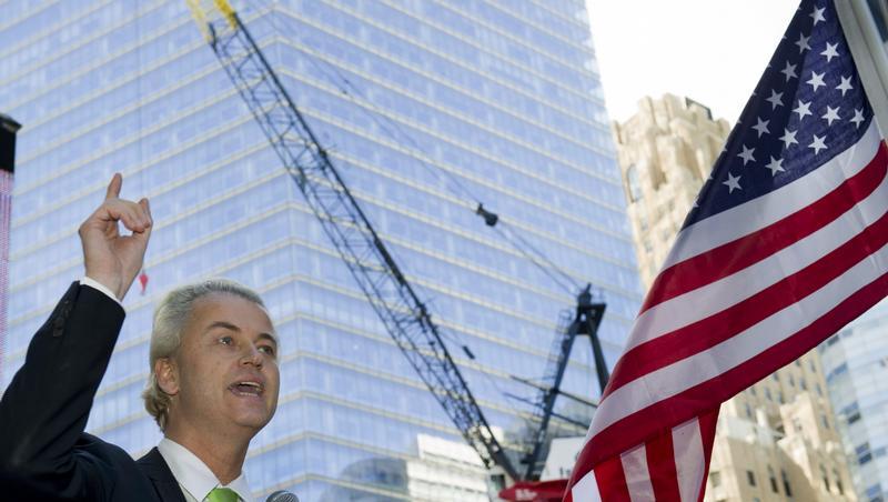 Der niederländische Politiker Geert Wilders spricht auf einer Demo am Ground Zero Der niederländische Politiker Geert Wilders spricht auf einer Demo am Ground Zero