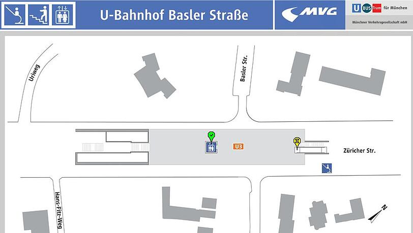 Der Aufzug am U-Bahnhof Basler Straße (grüner Haken) wird ab Montag, 26. August, erneuert. Der Aufzug am U-Bahnhof Basler Straße (grüner Haken) wird ab Montag, 26. August, erneuert.