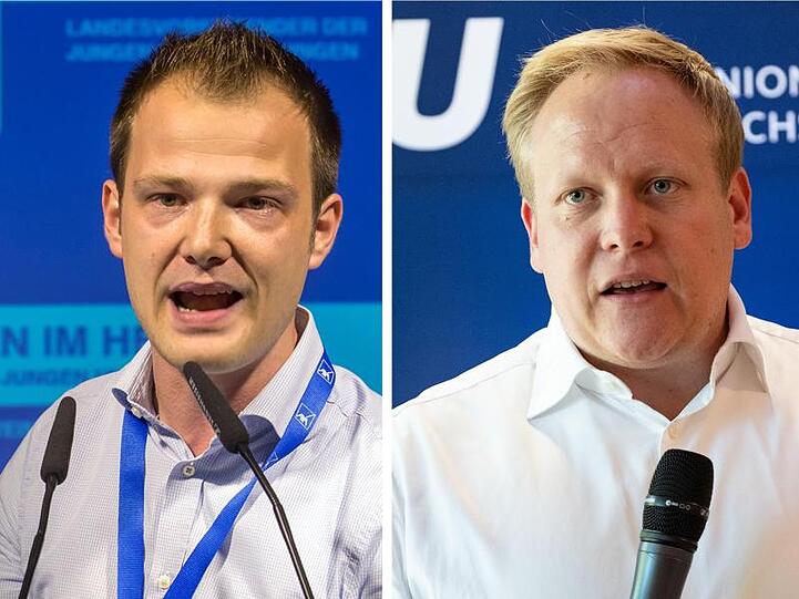 Stefan Gruhner (l), Landesvorsitzende der Jungen Union Thüringen, und Tilman Kuban, Landesvorsitzender der Jungen Union in Niedersachsen.