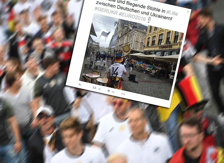 Auf Twitter gab es erste Bilder von den Fankrawallen in Lille zu sehen.