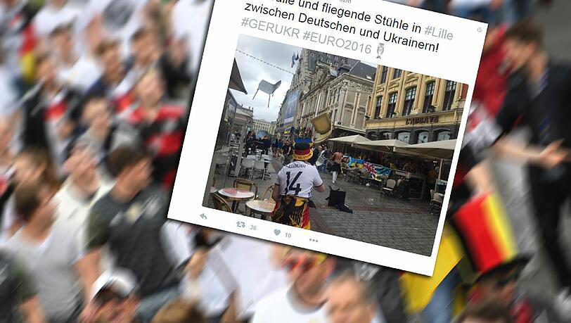 Auf Twitter gab es erste Bilder von den Fankrawallen in Lille zu sehen. Auf Twitter gab es erste Bilder von den Fankrawallen in Lille zu sehen.