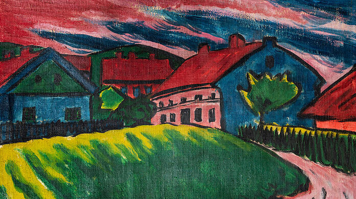 Max Pechstein: "Dorfansicht" (1914, Öl auf Leinwand).