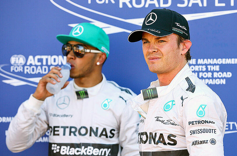 Ewige Rivalen: Die Mercedes-Piloten Nico Rosberg (rechts) und Lewis Hamilton.