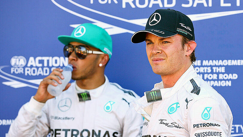 Ewige Rivalen: Die Mercedes-Piloten Nico Rosberg (rechts) und Lewis Hamilton. Ewige Rivalen: Die Mercedes-Piloten Nico Rosberg (rechts) und Lewis Hamilton.