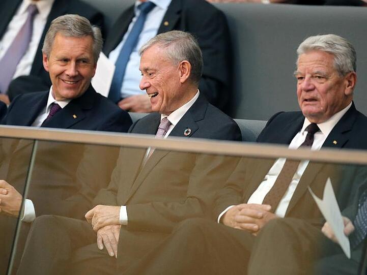 Die Ex-Bundespräsidenten Christian Wulff (l-r), Horst Köhler und Joachim Gauck bei einer Gedenkstunde im Bundestag.