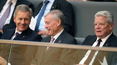 Die Ex-Bundespräsidenten Christian Wulff (l-r), Horst Köhler und Joachim Gauck bei einer Gedenkstunde im Bundestag.
