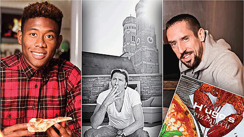 Angekommen in München: Ugo Crocamo (m.)auf seiner Dachterrasse. Gehören zu den Stammgästen im H'ugo's: David Alaba (l.) und Franck Ribéry.