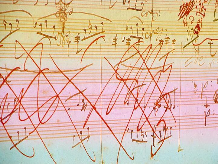 Eine Skizze aus der mit künstlicher Intelligenz fertig gestellten 10. Sinfonie von Beethoven.